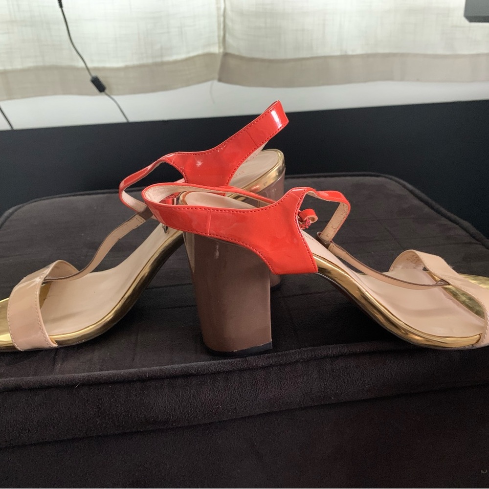 Franco Sarto multi colors stacked heel sandal never worn size 8 1/2.